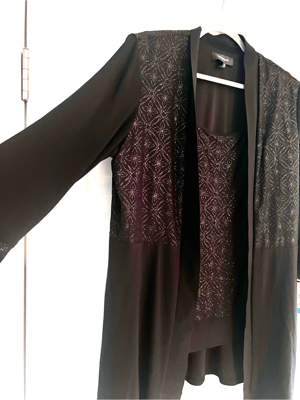 NEW R&M Richards Women's - Blk 2 Piece Dressy Set Size 16 Jacket Glitter Design.